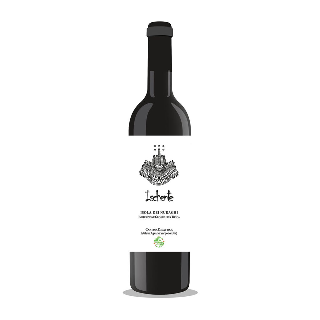 Bottiglia-Ischente-Progetto-Grafico-Massimo-Demelas-Desig Progetto grafico, restyling etichetta Ischente - Vino Istituto Sorgono - Progetto di Massimo Demelas Design
